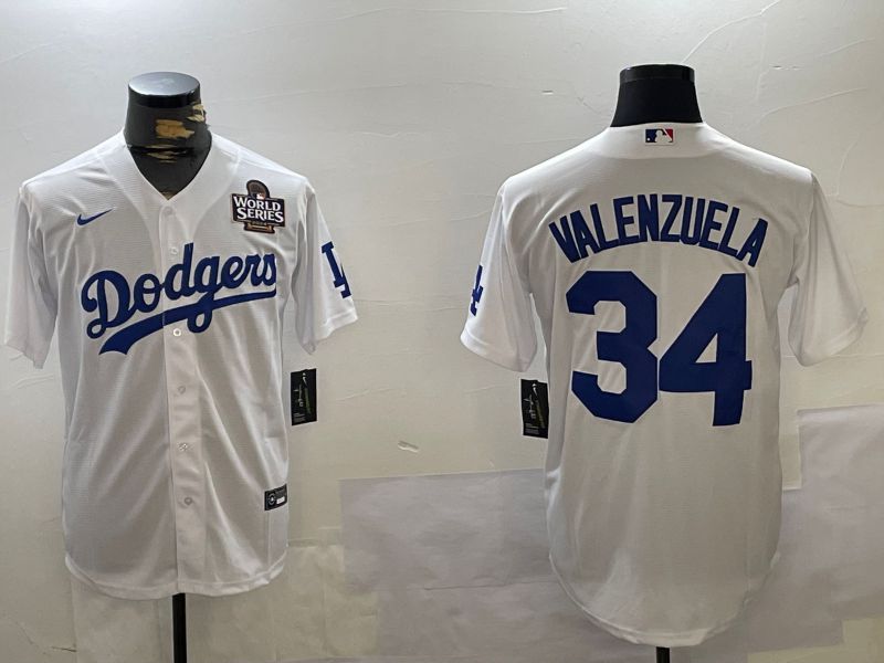 Men Los Angeles Dodgers #34 Valenzuela White Game 2024 Nike MLB Jersey style 11205->los angeles dodgers->MLB Jersey